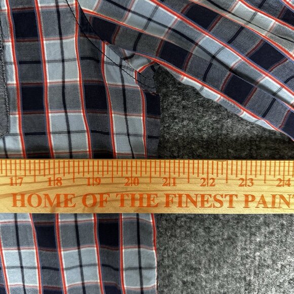 7 Diamonds Shirt Men Large Blue Plaid Long Sleeve Button Up Casual Pockets Adult - Picture 6 of 7